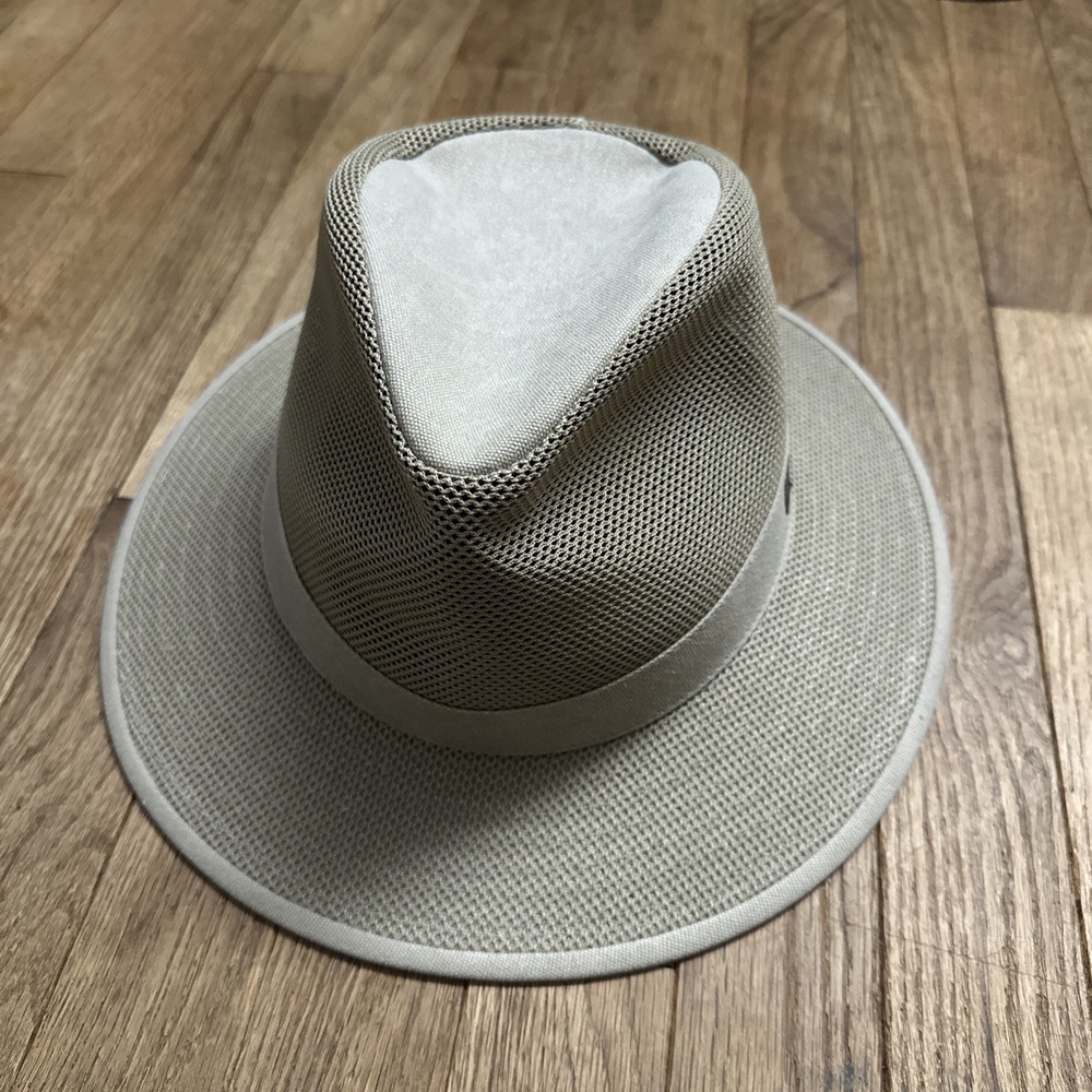 Kooringal Light Gray Fedora‎ Hat Mens Small 59CM Mesh Wide Brim Outdoor Breezy